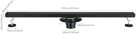 Modern 36 Inch Linear Shower Drain with Removable Cover and Hair Strainer