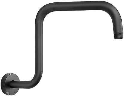 HarJue S Shaped Shower Arm 13 Inch Z-S Shape Matte Black