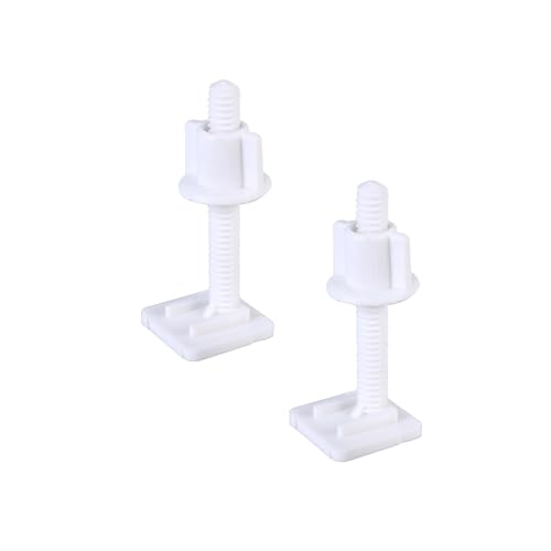 2Pcs White Plastic Toilet Seat Screws Nuts with Washers