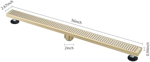 Benicabaly 36-Inch Linear Shower Drain with Removable Grate and Hair Strainer 1