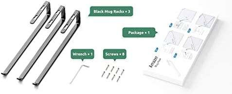Amazer 3 Pack Mug Holder Under Cabinet Black