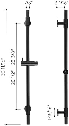 KES 30-Inch Matte Black Shower Slide Bar with Adjustable Holder