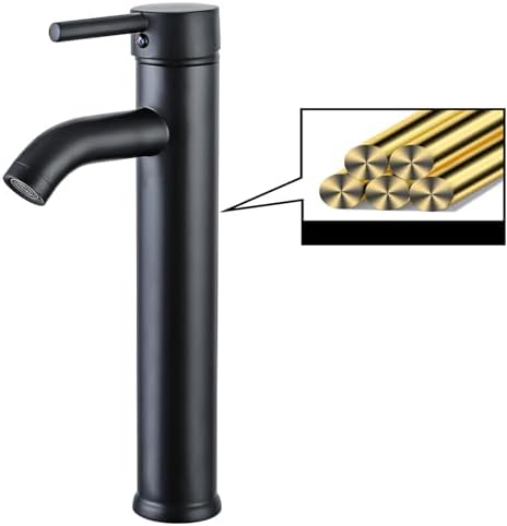 NICTIE Tall Matte Black Single Hole Bathroom Faucet with Pop-up Drain