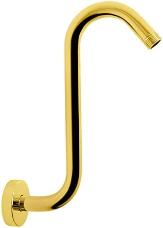 NearMoon S Shaped Shower Head Riser 12 Inch Chrome Gold