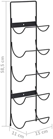 Wall Mounted Wine Rack for 5 Bottles Black Iron Industrial Style 1