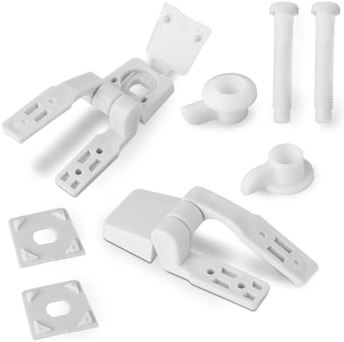 White Plastic Toilet Seat Hinge Replacement Set