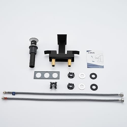 Black Waterfall Bathroom Faucet with Pop Up Drain and Overflow