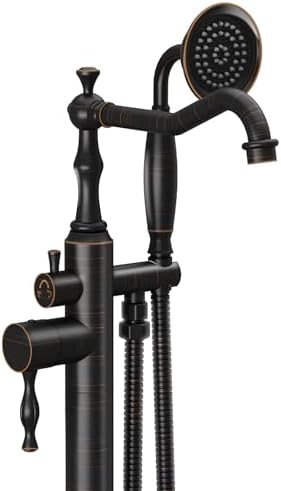 Kroias Oil Rubbed Bronze Floor Mounted Tub Faucet with Handheld Shower