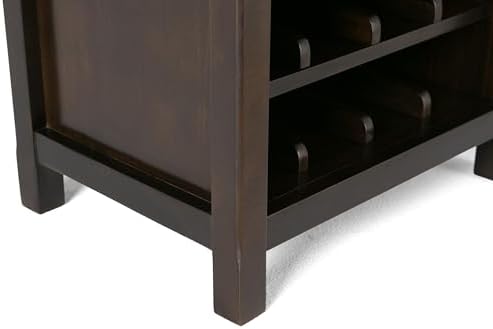 SIMPLIHOME Avalon 12-Bottle Wood Wine Rack Cabinet in Dark Tobacco Brown