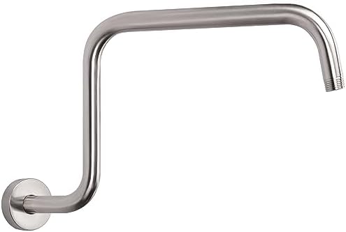 HarJue S Shaped Shower Arm 16 Inch Brushed Nickel