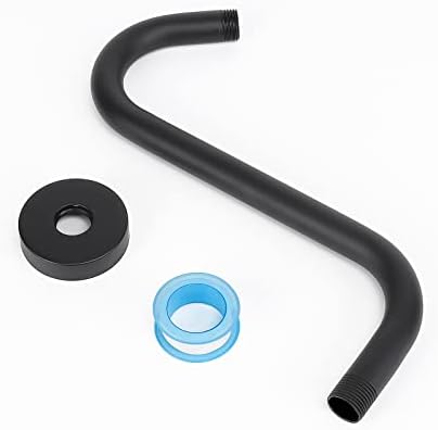 HarJue S Shaped Shower Arm 10 Inch Matte Black