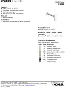 KOHLER Contemporary Round Bottle Trap 1-14 x 1-14 1