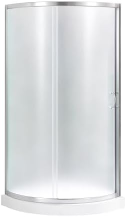 Rounded Frosted Glass Corner Shower Kit with Satin Nickel Hardware