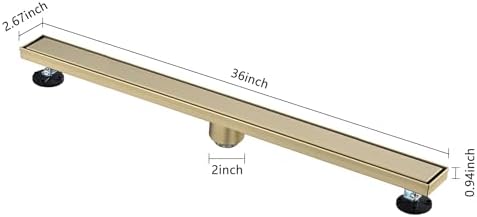 36 Inches Linear Shower Drain with Hair Strainer and Leveling Feet 1