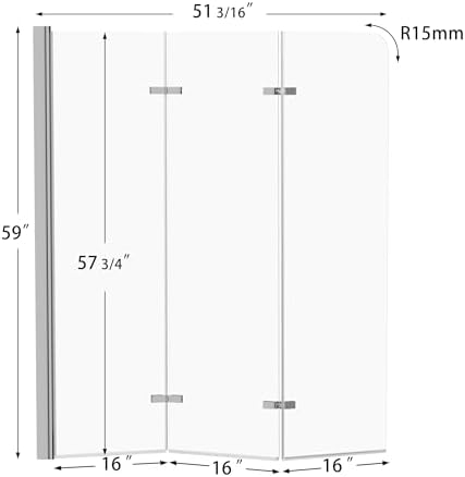 GETPRO Foldable Hinged Tub Shower Door 51x59
