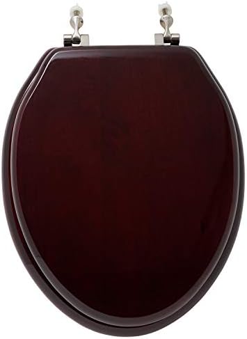 Signature Hardware 153869 Mahogany Oak Toilet Seat - Brushed Nickel