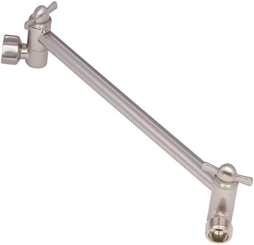 Aqua Elegante Adjustable Shower Head Arm - 10 Inch Brushed Nickel Brass Extension