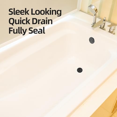 Matte Black Bathtub Drain with Hair Catcher and Overflow Faceplate