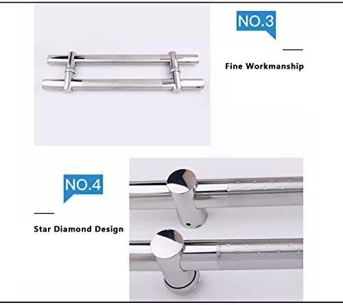 DAMSLY Adjustable Silver Glass Door Handle Set 600mm