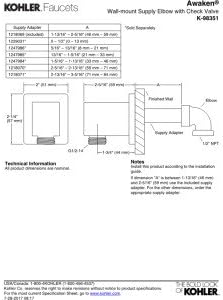 KOHLER Awaken Wall-Mount Supply Elbow with Check Valve 1