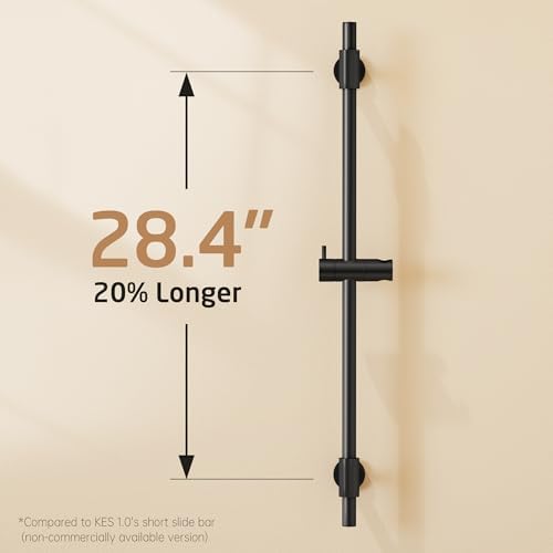 KES 30-Inch Matte Black Shower Slide Bar with Adjustable Holder