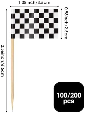 AhfuLife 100 Pcs Checkered Racing Flags Toothpick