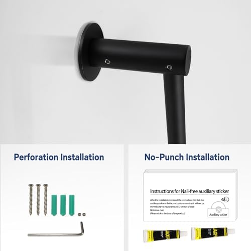 YDmeet Adjustable Shower Slide Bar with 360 Rotation - Black