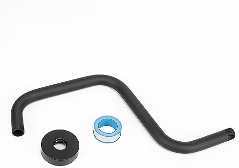 HarJue S Shaped Shower Arm 13 Inch Z-S Shape Matte Black