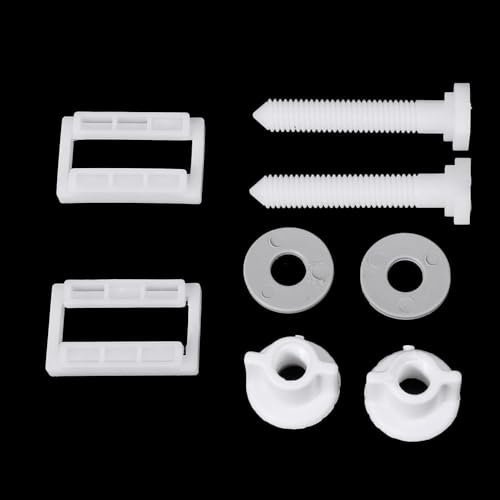2Pcs White Plastic Toilet Seat Screws Nuts with Washers