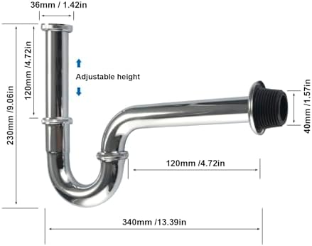 AMeoMerk Chrome P-Trap Sink Stopper Drain Kit