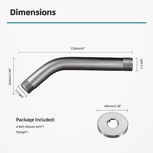 Cobbe 6-Inch Stainless Steel Shower Arm with Flange