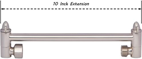Aqua Elegante Adjustable Shower Head Arm - 10 Inch Brushed Nickel Brass Extension