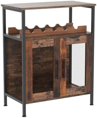 X-cosrack Rustic Wine Bar Cabinet with Detachable Rack and Glass Holder