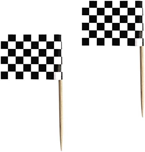 Wobe Flag Toothpick - 100 Pieces Racing Themed Cake Toppers