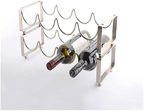 ALDEPO 4 Bottle Stackable Wine Rack with Silver Metal Tiers