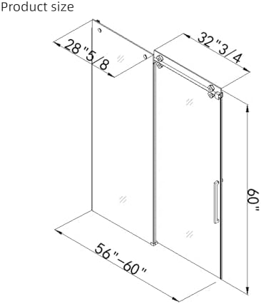 ChicFurnit 56-60 Frameless Shower Door with Gold Hardware 1