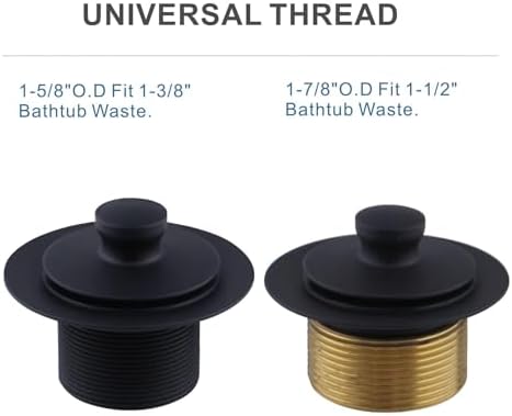 HIDROP Matte Black Tub Drain Set with Overflow Conversion Kit