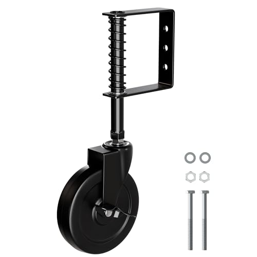 5 Inch Spring Loaded Gate Caster with Side Brake 220 Lbs Capacity Black
