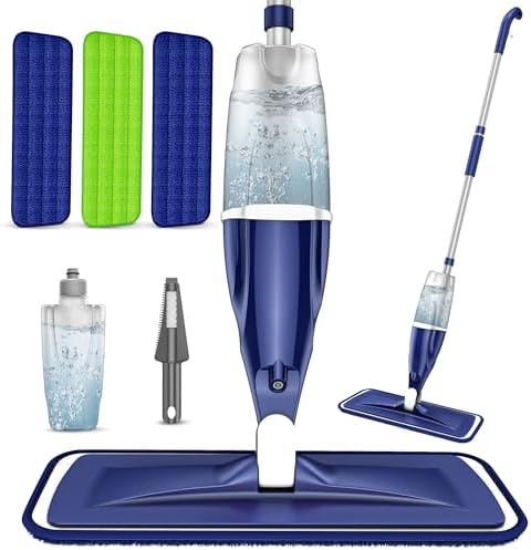 EXEGO Spray Mop with 3 Reusable Pads for Multi-Surface Cleaning