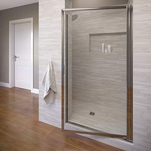 Basco Pivot Shower Door Clear Glass Silver
