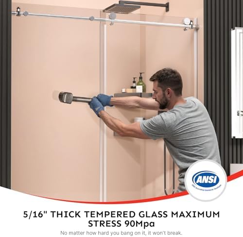 Kosmonia 56-60Wx74H Frameless Sliding Shower Door