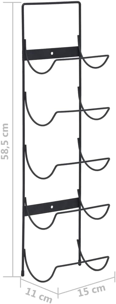 Wall Mounted Wine Rack for 5 Bottles Black Iron Industrial Style 1