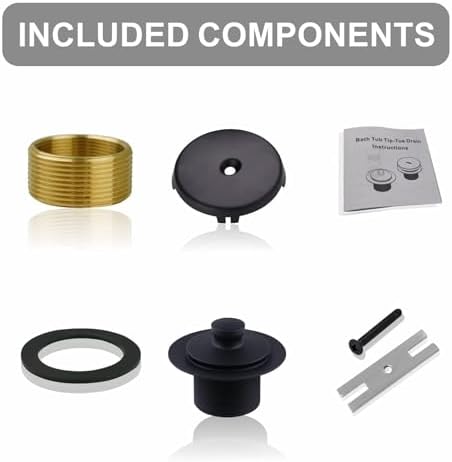 Welsan Matte Black Tub Drain Kit with Overflow Faceplate 1