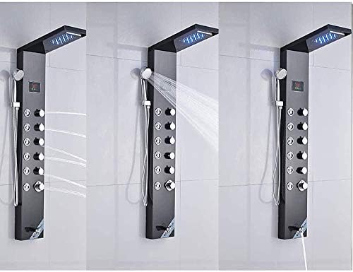 Gougeltd Stainless Steel Shower Panel with LED Massage and Fingerprint-Free Design