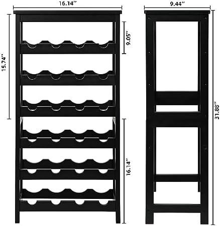 VASMIA 6-Tier Freestanding Bamboo Wine Rack Black