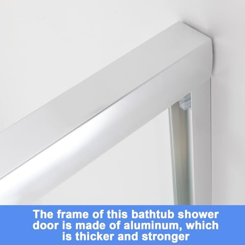 BoBliss Double Sliding Shower Door 59x59 with Chrome Handle and Towel Bar