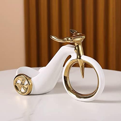 LIULIMI Ceramic Bike White Statue Wine Rack