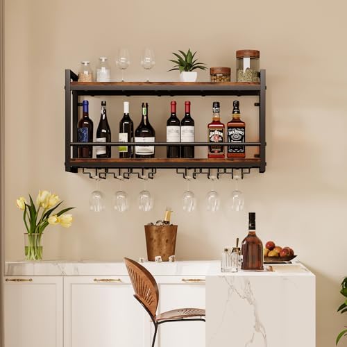 Homeiju Wall Mounted Wine Rack Glass Holder