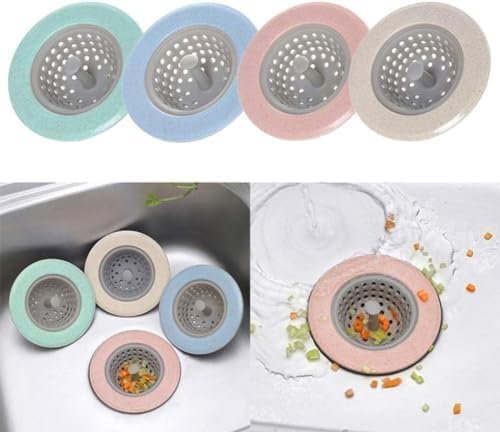 3Pcs Pink Drain Strainer for Kitchen and Floor Drains