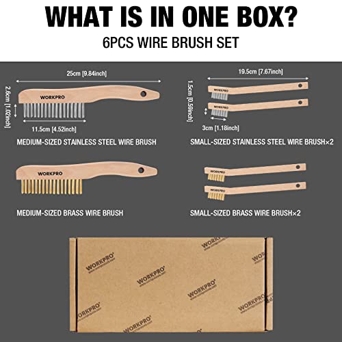 WORKPRO 6-Piece Wire Brush Set with Beechwood Handles